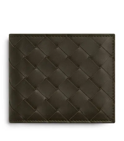 Bottega Veneta Leather Intrecciato Bifold Wallet In Green