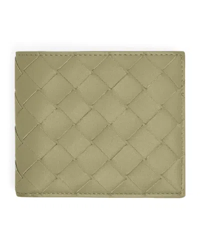 Bottega Veneta Leather Intrecciato Bifold Wallet In Green