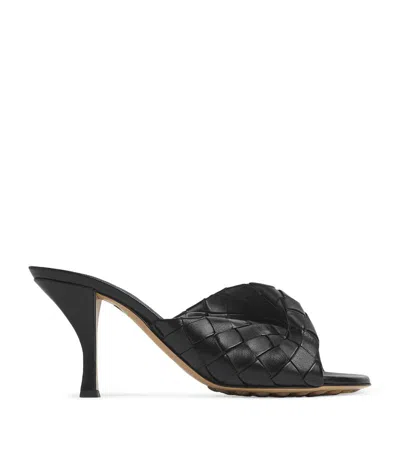 Bottega Veneta Leather Intrecciato Blink Mules 80 In Black