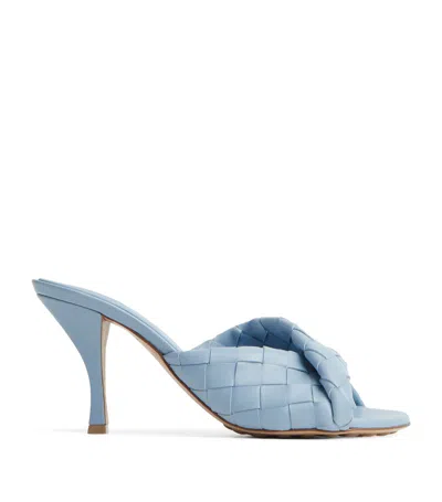 Bottega Veneta Leather Intrecciato Blink Mules 80 In Blue