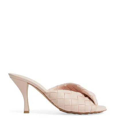 Bottega Veneta Leather Intrecciato Blink Mules 80 In Pink