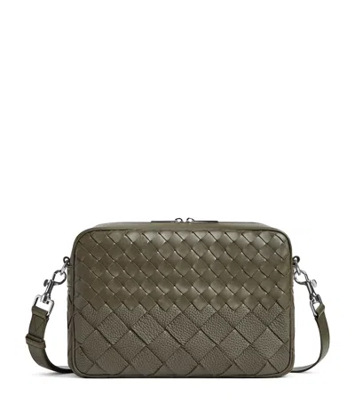 Bottega Veneta Leather Intrecciato Camera Bag In Green