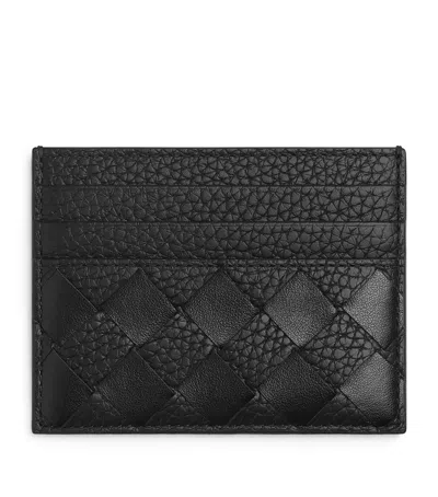 Bottega Veneta Leather Intrecciato Card Holder In Black
