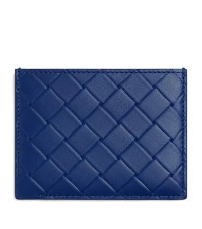 Bottega Veneta Leather Intrecciato Card Holder In Blue