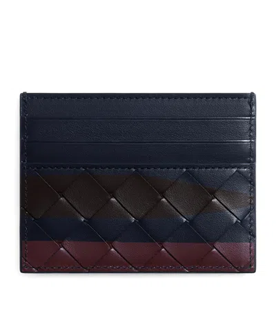 Bottega Veneta Leather Intrecciato Card Holder In Blue