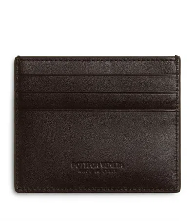 Bottega Veneta Leather Intrecciato Card Holder In Brown