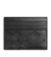 Bottega Veneta Leather Intrecciato Card Holder In Black