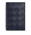 Bottega Veneta Leather Intrecciato Card Holder In Green