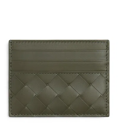 Bottega Veneta Leather Intrecciato Card Holder In Green