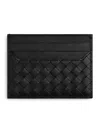 Bottega Veneta Leather Intrecciato Card Holder In Grey