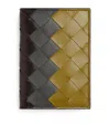 Bottega Veneta Leather Intrecciato Flap Card Case In Brown