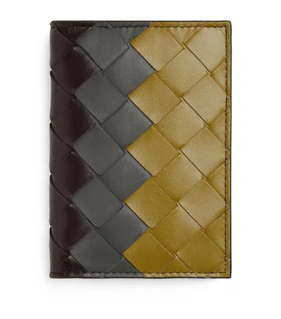 Bottega Veneta Leather Intrecciato Flap Card Case In Brown