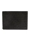 Bottega Veneta Leather Intrecciato Half-zip Pouch In Green
