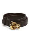 Bottega Veneta Leather Intrecciato Knot Belt In Brown