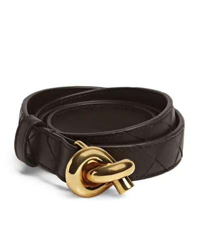 Bottega Veneta Leather Intrecciato Knot Belt In Brown