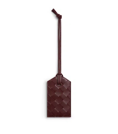 Bottega Veneta Leather Intrecciato Luggage Tag In Brown