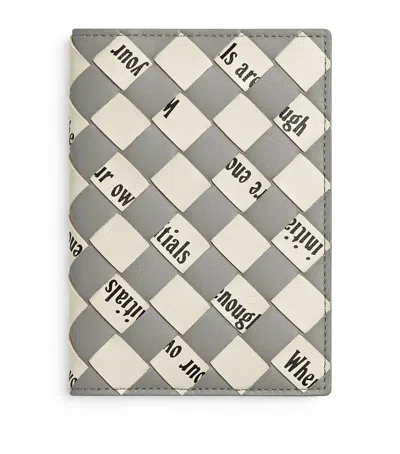 Bottega Veneta Leather Intrecciato Passport Holder In Gray