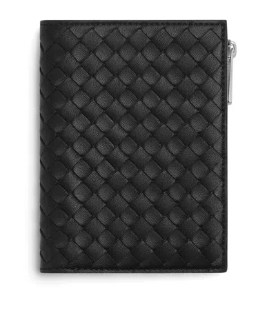 Bottega Veneta Leather Intrecciato Piccolo Passport Case In Black