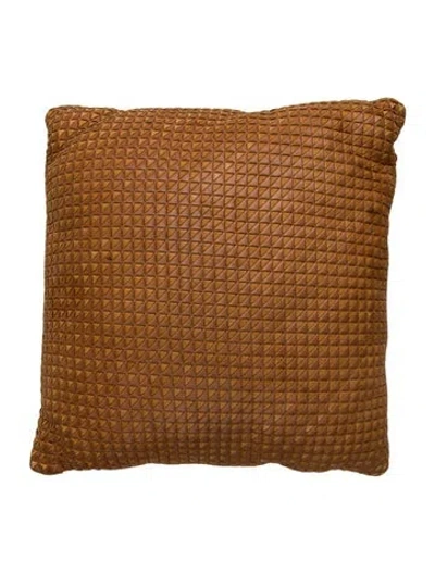Pre-owned Bottega Veneta Leather Intrecciato Pillow In Brown