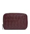 Bottega Veneta Leather Intrecciato Pouch In Brown