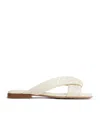 Bottega Veneta Leather Intrecciato Riva Flat Mules In White