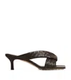 Bottega Veneta Riva Micro Woven Nappa Leather Kitten-heel Sandals In Burgundy