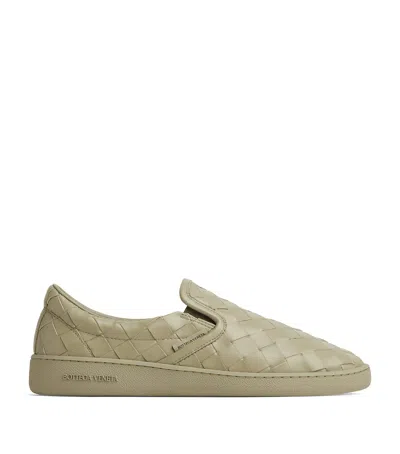 Bottega Veneta Leather Intrecciato Sawyer Sneakers In Green