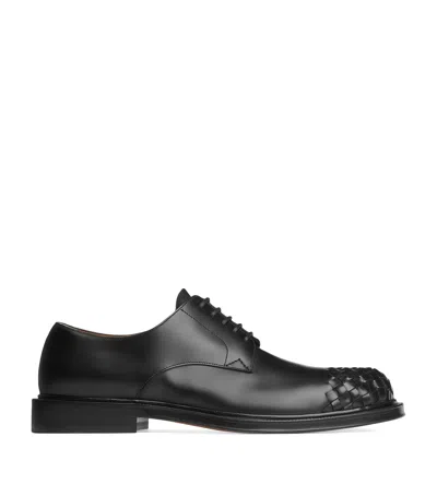 Bottega Veneta Leather Intrecciato-toe James Oxford Shoes In Black