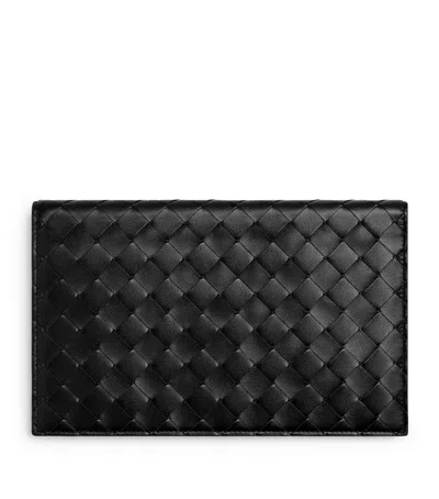 Bottega Veneta Leather Intrecciato Travel Organiser In Black
