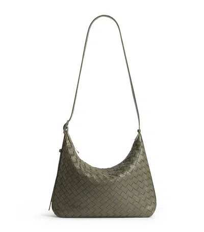 Bottega Veneta Leather Intrecciato Traveller Cross-body Bag In Green