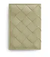 Bottega Veneta Leather Intrecciato Trifold Wallet In Gold
