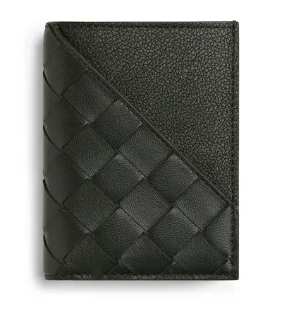 Bottega Veneta Leather Intrecciato Weave Wallet In Green
