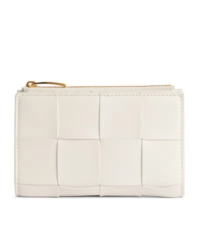 Bottega Veneta Leather Intrecciato Zip-around Wallet In White
