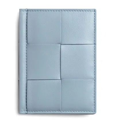 Bottega Veneta Leather Intreccio Bifold Card Holder In Grey
