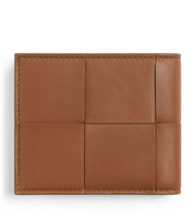 Bottega Veneta Leather Intreccio Bifold Wallet In Brown