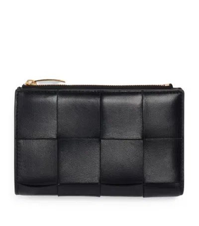 Bottega Veneta Leather Intreccio Bifold Wallet In Grey