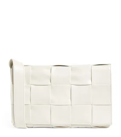 Bottega Veneta Leather Intreccio Cassette Cross-body Bag In White