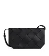 Bottega Veneta Leather Intreccio Cross-body Pouch In Gray