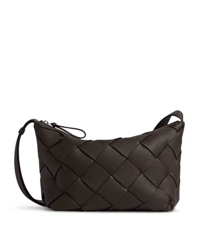 Bottega Veneta Leather Intreccio Diago Cross-body Bag In Brown