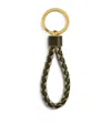 Bottega Veneta Leather Intreccio Keyring In Green