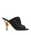 Bottega Veneta 90mm Mini Weave Nappa Leather Knot Mule Sandals In Black