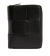 Bottega Veneta Leather Intreccio Wallet In Grey
