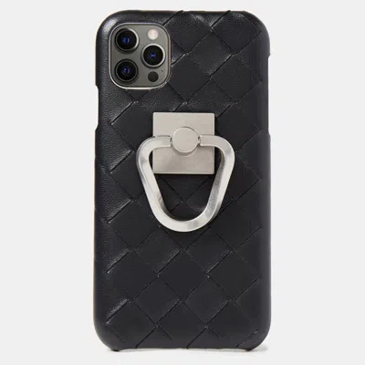 Pre-owned Bottega Veneta Leather Iphone 11 Cover In Black