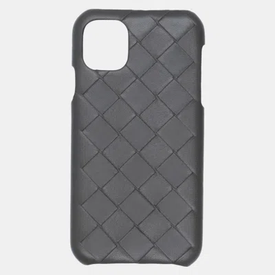 Pre-owned Bottega Veneta Leather Iphone 11 Cover In Grey
