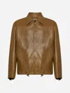 Bottega Veneta Leather Jacket In Acorn