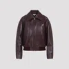 Bottega Veneta Leather Jacket Featuring Intrecciato Collar In Brown