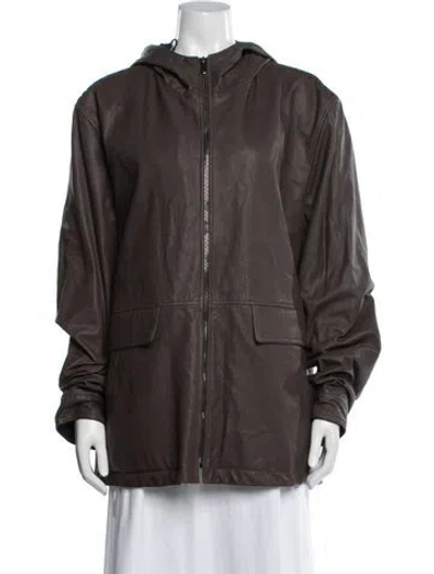 Pre-owned Bottega Veneta Leather Jacket In Burgundy