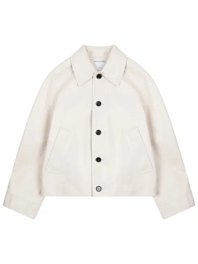 Bottega Veneta Leather Jacket In Neutral