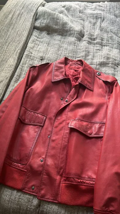 Pre-owned Bottega Veneta Leather Jacket In Red