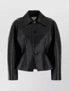 Bottega Veneta Leather Jacket With Collared Neck And Structured Silhouette In Black